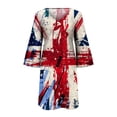 thumbnail image 5 of Summer Savings Clearance! Edvintorg 4Th Of July Plus Size Summer Dresses Fashion Independence Day Print Casual V-Neck 3/4 Sleeve Fold Mini Dress Festival Outfits, 5 of 5