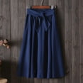 thumbnail image 4 of Promotion! Women's Elegant High Elastic Waist Pleated Skirts Casual Bow Mid-calf Skirts, 4 of 6