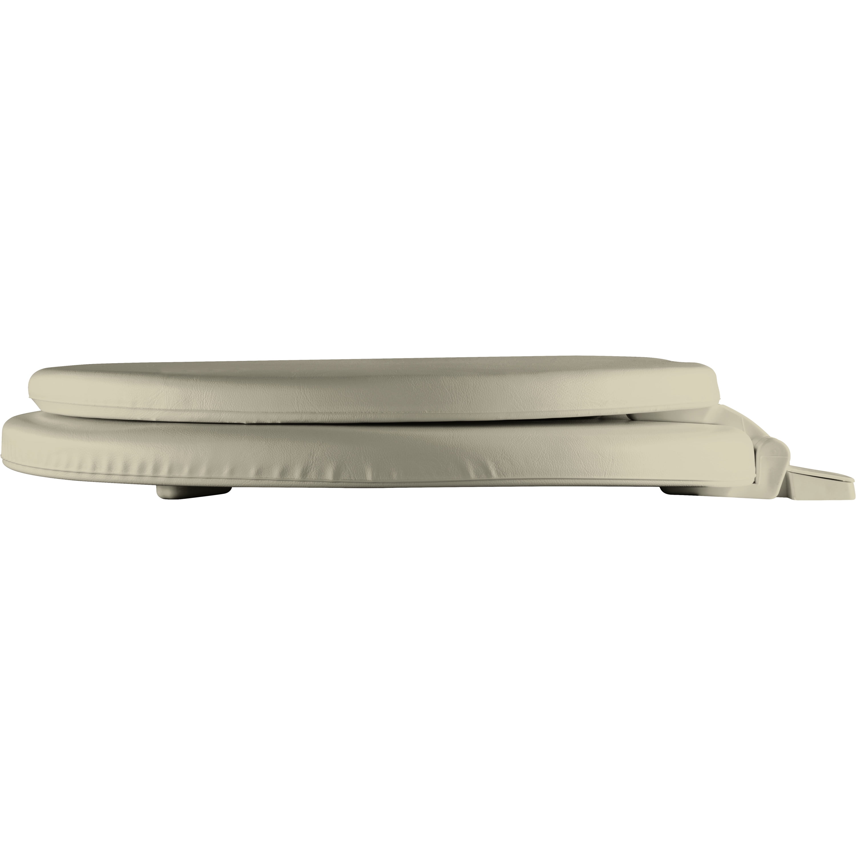 Mayfair Round Cushioned Vinyl Toilet Seat in Bone with Solid Plastic Core