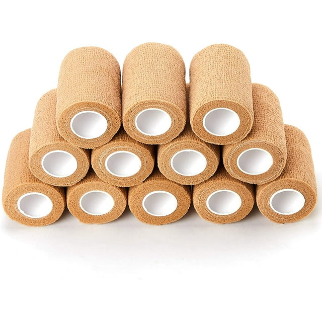 Cinta adhesiva elástica de vendaje cohesivo de 7,5 cm x 450 cm, vendaje médico para deportes de primeros auxilios, 12 rollos