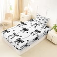 thumbnail image 4 of Erosebridal Teens Cute Love Heart Bowtie Twin Sheet Sets 3pcs,Girls Kids Black Spiral Stripes Bedding,Luxury Bedroom Decor, 4 of 5