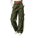 thumbnail image 2 of CQONEPT Cargo Pants for Women High Waist Baggy Casual Baggy Comfy Parachute Trousers Loose Fit Y2k Streetwear Hiking Pant with Pockets XL, 2 of 7