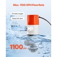 thumbnail image 2 of Bomba Livewell VEVOR 1100 GPH 12 V para barco con doble entrada, 2 of 9