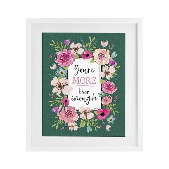 Stupell Industries Cottage More Than Enough with Florals White Framed Print Under Glass, 13 x 16, by Elizabeth Tyndall