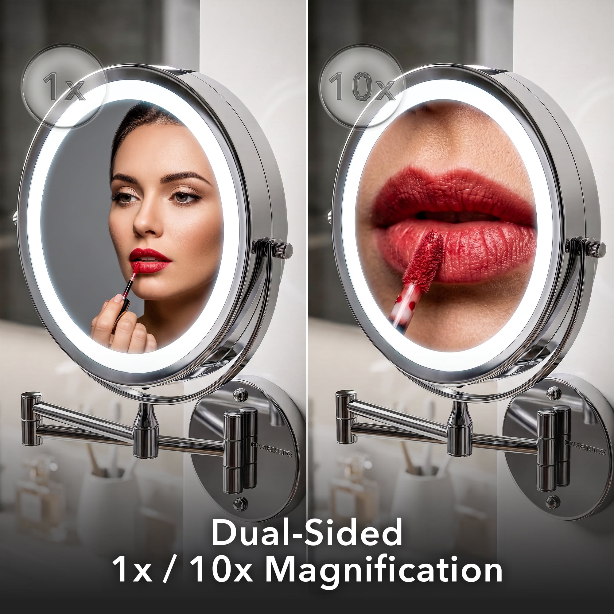 OVENTE Wall Mounted Lighted Makeup Mirror, 7