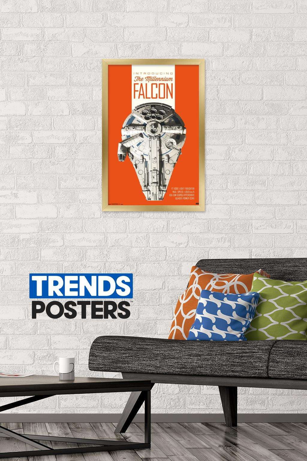 Star Wars: Solo - Millennium Falcon Wall Poster, 14.725" x 22.375", Framed