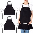 thumbnail image 1 of Jubatus 2 unidades de 3 bolsillos ajustable babero delantal chef cocina delantales para mujeres hombres negro, 1 of 5