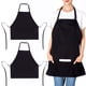 thumbnail image 1 of Jubatus 2 unidades de 3 bolsillos ajustable babero delantal chef cocina delantales para mujeres hombres negro, 1 of 5