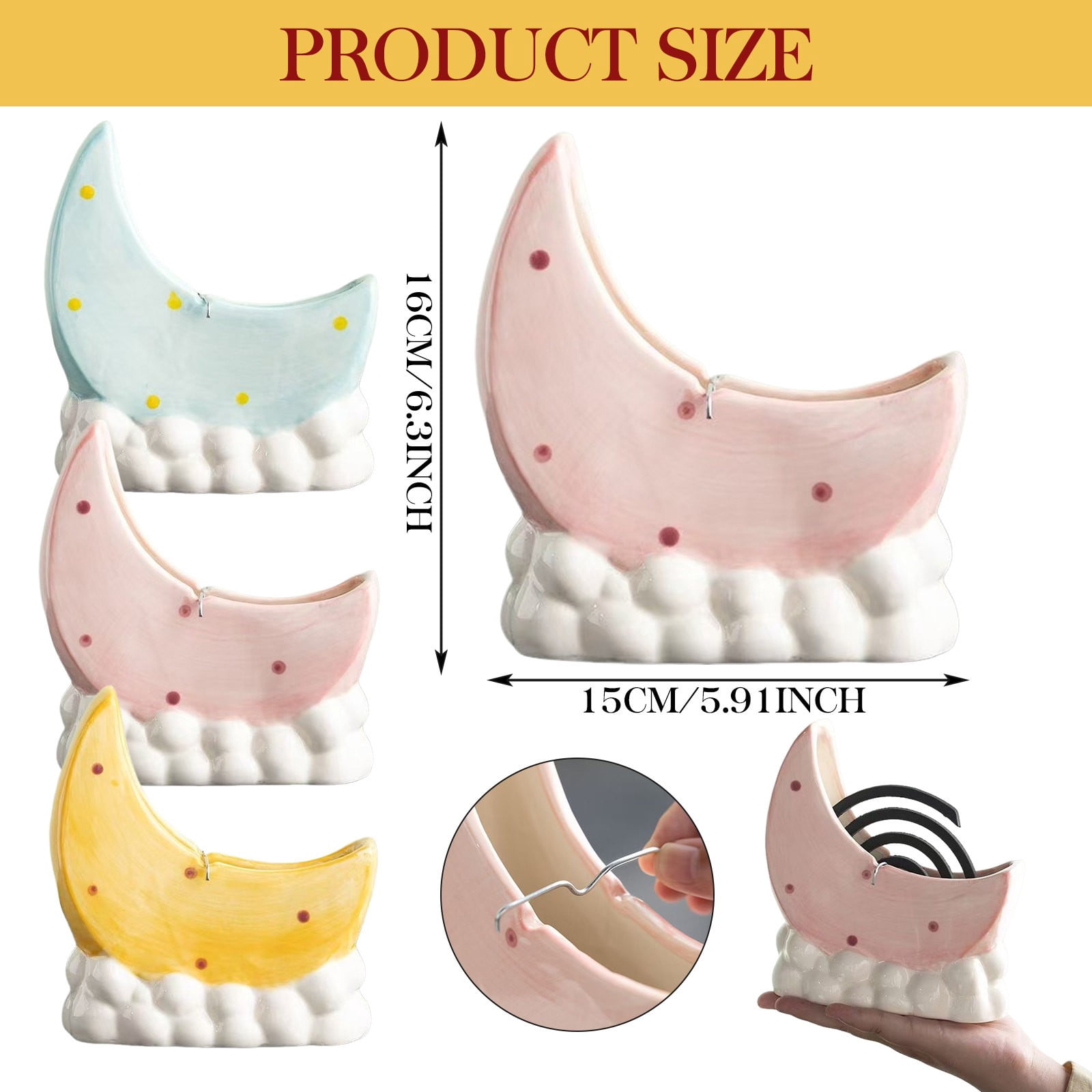 CSSJKYJ Ceramic Cute Kawaii Coil Holder – Indoor Home Use Fresh & Anti Scalding Heat Incense Burner Stand for Coils(Blue)