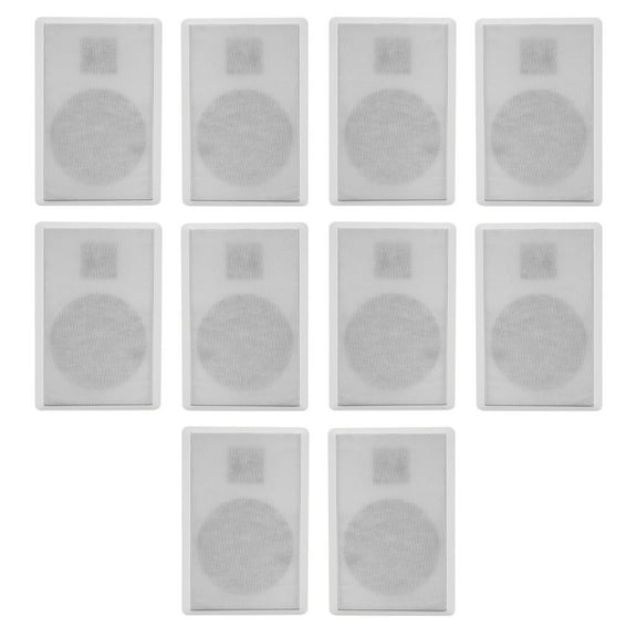 (10) Rockville RockSlim 70W White 5.25" 70v Commercial Restaurant Wall Speakers