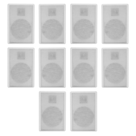 (10) Rockville RockSlim 70W White 5.25 70v Commercial Restaurant Wall Speakers