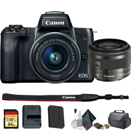 Canon EOS M50 Mirrorless Digital Camera +15-45mm Lens (Intl Model) (2680C011) St