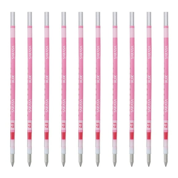 Zebra BRNJK5LP Ballpoint Pen Refill, Sarasa, NJK-0.5 Lead, Light Pink, 10 Pens