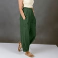 thumbnail image 5 of YOIAVIAOY Linen Pants for Women Summer Wide Leg Cotton Lounge Trousers Tapered Spring Boho Beach Vacation Pants Green S, 5 of 7