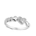 thumbnail image 4 of Clear Cubic Zirconia Heart Promise Ring .925 Sterling Silver Band White Jewelry Female Male Size 9, 4 of 4