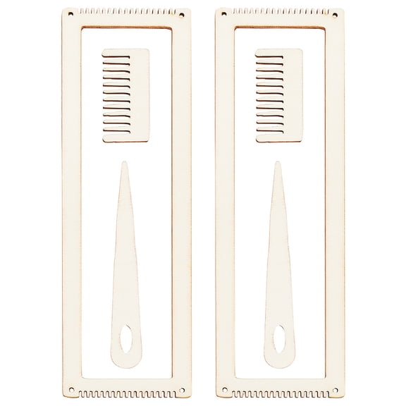 Rectangle Wooden Weaving Loom Sets with Weaving Comb & Teardrop Needles Wheat 2.5~20.9x1.65~6.8x0.35cm 3pcs/set