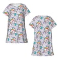 thumbnail image 5 of Salouo Unicorn DoingYoga Print Short Sleeve Sleepshirt for Womens Comfy Nightgown Scoopneck Cute Nightdress Ruffle -X-Large, 5 of 7