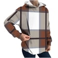 thumbnail image 2 of Women's Plaid Zipped Hoodies for Breastfeeding Long Sleeve Casual Pullover Hooded Sweatshirt Loose Tops Shirts (M, Brown), 2 of 5