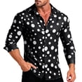 thumbnail image 2 of UTSJKR Men's Roll-Up Cuff Polka Dot Long Sleeve Button-Down Shirt, Slim Fit Casual Top, Daily Dating Street Outdoor Trendy Leisure Wear Black M, 2 of 5