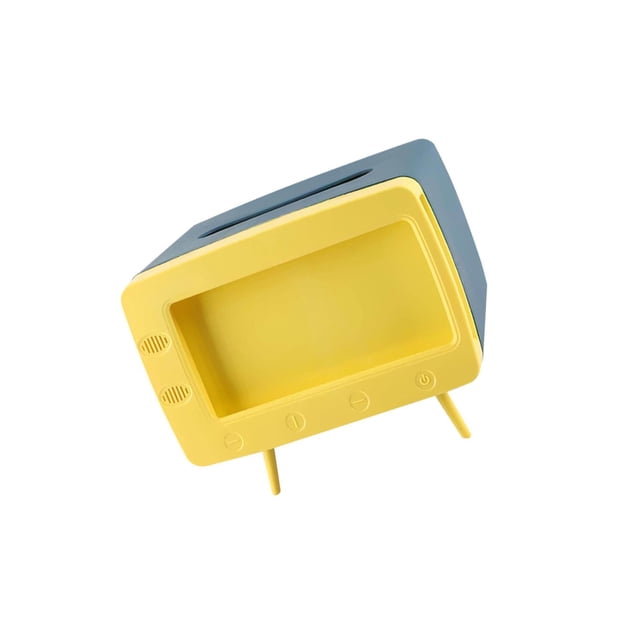 pitrice TV Shaped Mobile Phone Stand Tissue Box, with 4 Supportive Sticks Yellow