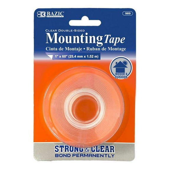 1 x 60 in. Double Sided Mounting Tape, Clear