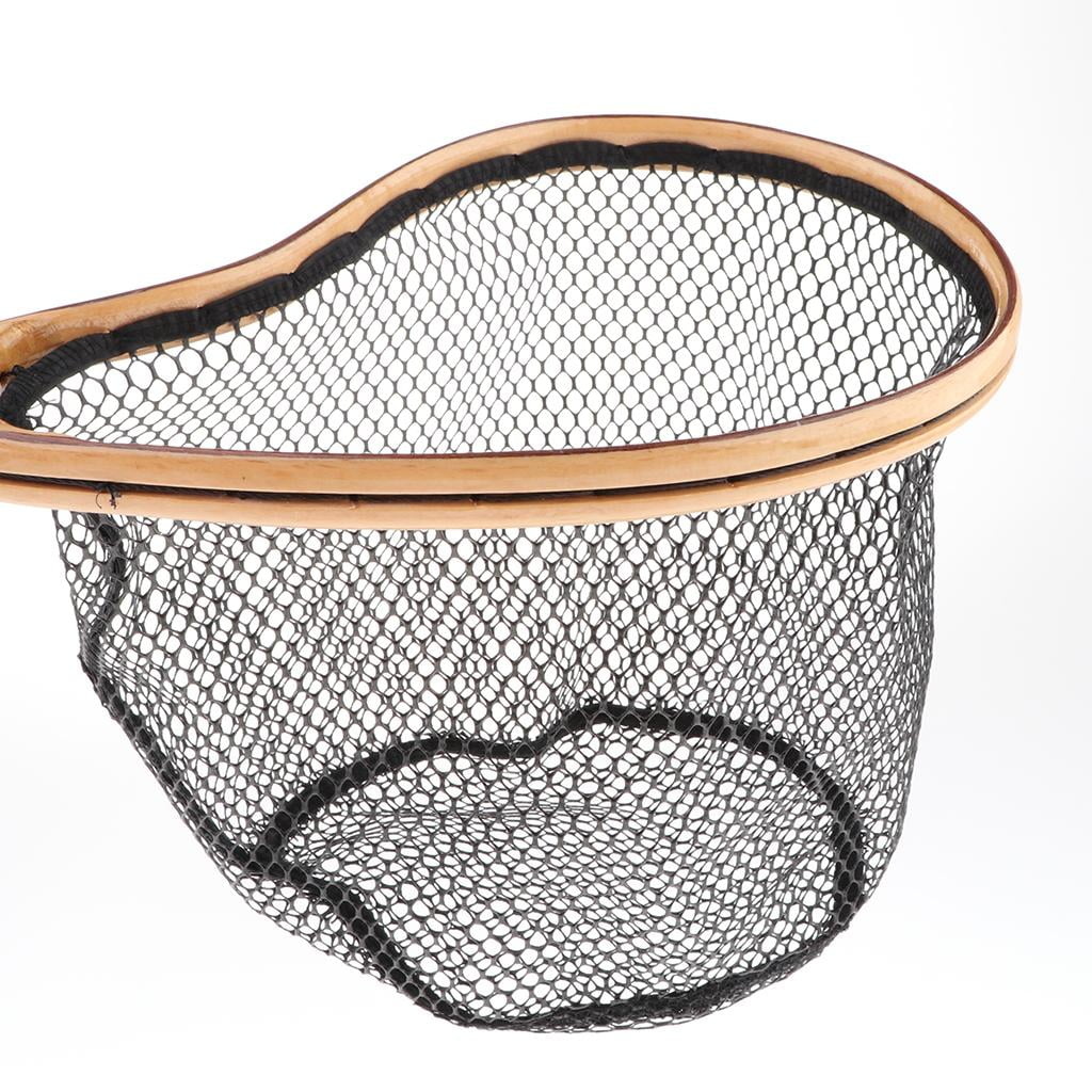 Axioma Fishing Landing Net with Wooden Frame and Soft Rubber Mesh for Trout Fishing as