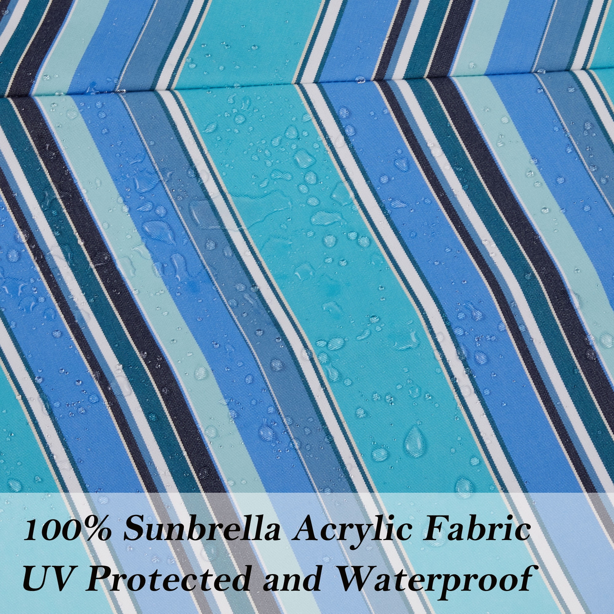 Iwicker 9Ft Patio Umbrella Sunbrella Outdoor Aluminum Market Umbrella with Crank and Push Button Tilt, Blue Stripe