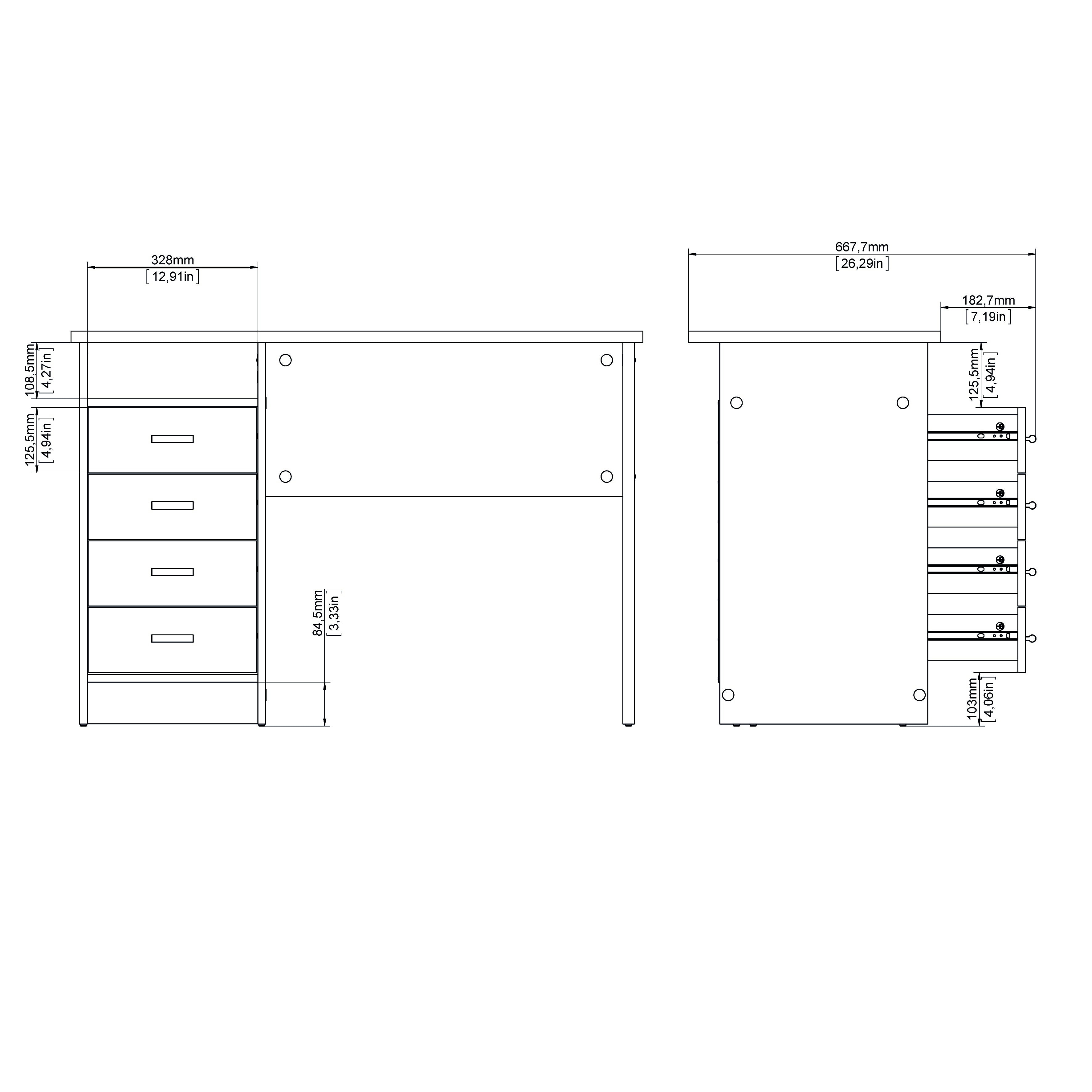 Tvilum Warner 4 Drawer Office Desk with 1 Shelf for Adults, Black Woodgrain