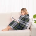 thumbnail image 4 of Blue Green Plaid Checkered Pattern Blanket Hoodies for Kids 6-13YR Oversize Wearable Blanket Hoodies for Boys Girls Teens, 4 of 7