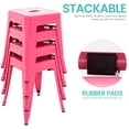 thumbnail image 3 of 18 Inch Bar Stools Set of 4, Stackable Backless Industrial Metal Barstools for Indoor Outdoor Kitchen Dining Patio Garden Classroom (Hot Pink), 3 of 10