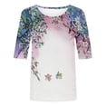 thumbnail image 4 of Half Sleeve T Shirts for Women Plus Size S-3XL Floral Printed Crew Neck Graphic Tee Tshirts Summer Casual Tops (X-Large, White 05), 4 of 5