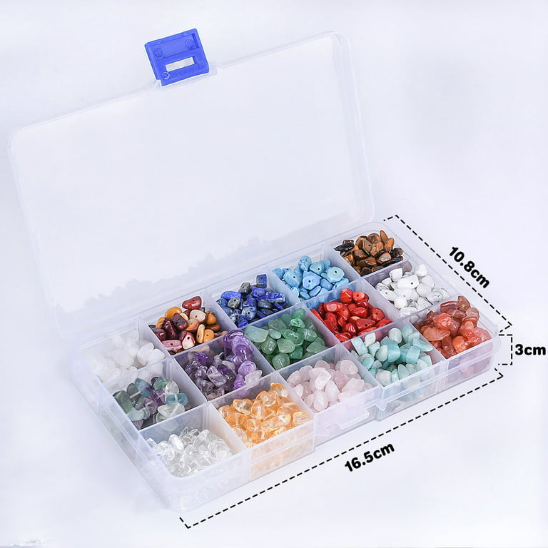 Crystal Beads Crystal Jewelry Making Kit for Jewelry Making Crystal Chips  and Gemstone Beads with Tweezers and String,15 Colors 