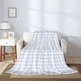 thumbnail image 2 of Sikiie Blue Checkboard Cozy Flannel Fleece Throw Blanket: Lightweight & Thick for All Seasons - Perfect for Women, Men, & Kids"60"x50", 2 of 6