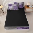 thumbnail image 4 of Homewish Purple Watercolor Gradient Zipper Queen Comforter Set with Fitted Sheet and 2 Pillowcases,Retro Geometric Art Zipper Bedding Set,Black Reversible,4pcs, 4 of 8