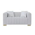 thumbnail image 4 of Chesterfield Loveseat Sofa with 2 Pillows, Modern Velvet Upholstered 2 Seater Leisure Couch with Metal Feet, Comfy Lounge Sofa Couch for Living Room, Bedroom, Office, Apartment, White, 4 of 5