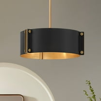 Possini Euro Design Arabela 14" Modern Pendant Chandelier Ceiling Light Fixture Dining Room Over Table 3-Light Black Gold Finish