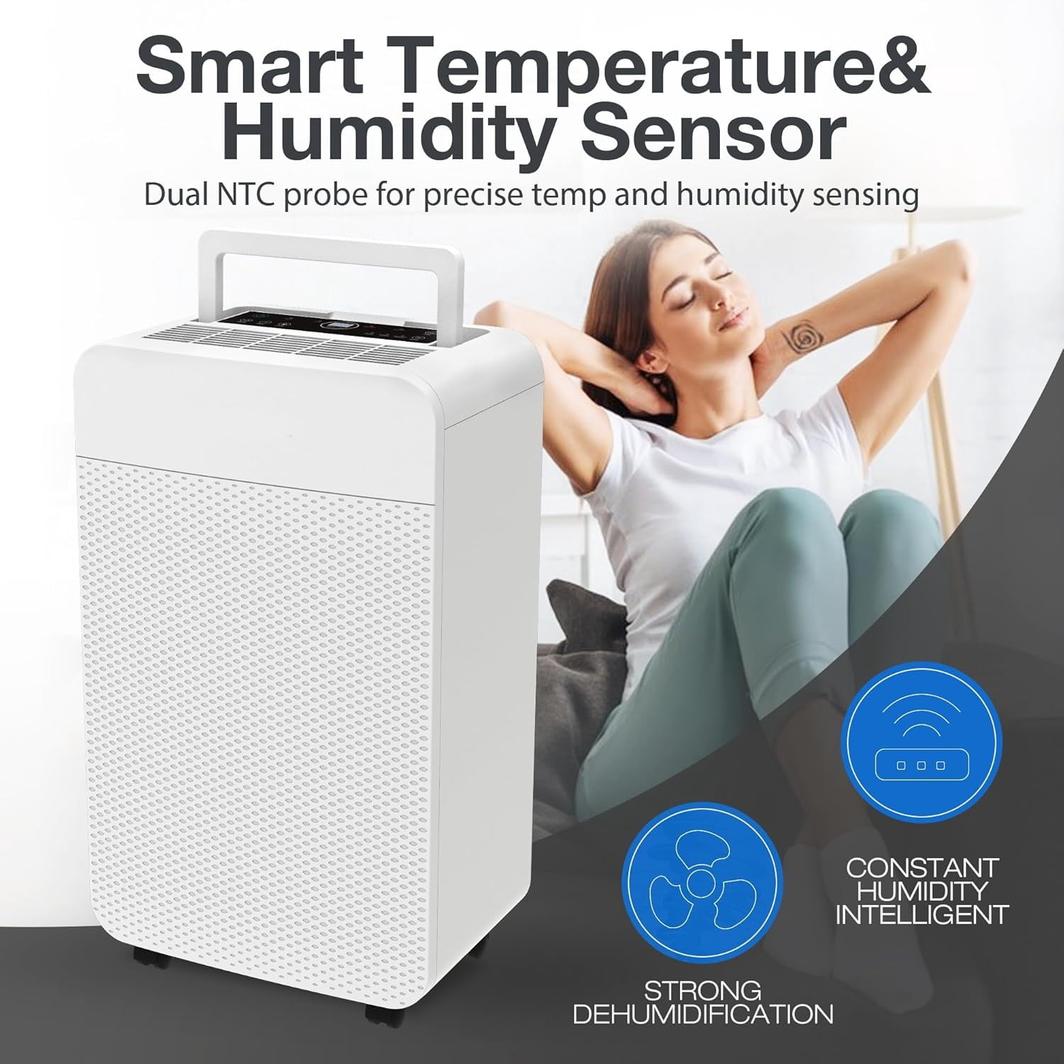 PhiloDeco 80 Pints Dehumidifier for Basement, 4,500 Sq. ft Dehumidifier for Home With Drain Hose, Automatic Defrosting, 24-Hour Timer Function