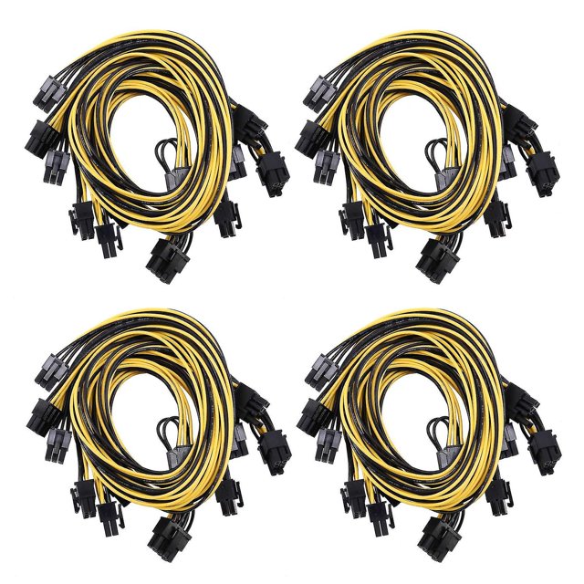 24 Uds. Cable de alimentación Gpu de 6 pines Pci-e a 8 pines (6 + 2) Pci-e (macho a macho) de 50cm Compatible con tarjetas de imagen Mining S
