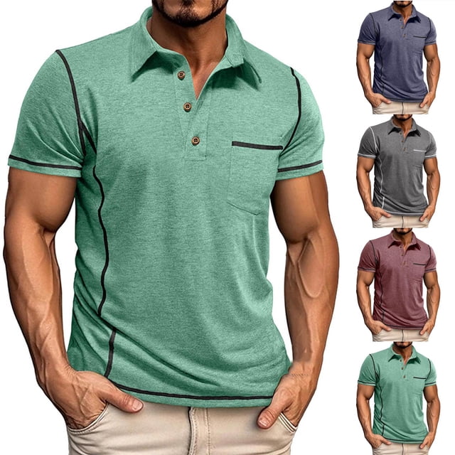 Sentmoon Vacation Outfits for Mens Plus Size Loose Turndown Collar Short Sleeve Breathable Blouses Button up Solid Color Shirts Soft and Comfortable for Gym or Workout Wine L