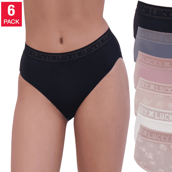Lucky Brand Women's 6-Pack Ultra Soft 4-Way Stretch Tag Free Panties (Black, S)