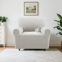 H.VERSAILTEX Premium Jacquard Stretch Sofa Cover with Waterproof Seat & Elastic Bottom Protection for Kids,Pets 1-Piece Furniture Protector Slipcover(Armchair,Paleoak)