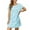 Sky Blue, variant on Aobny Blue Comfy Women's Nightgowns Nylon Bow Sleep Dresses Crew Neck Short Sleeve Short Teens Pajamas Sleeping