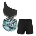 thumbnail image 3 of DPOIS Kids Girls High Waisted Tankini Set with Shorts Cutout Bathing Suit One Shoulder Swimsuit, 3 of 4