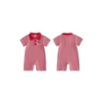 thumbnail image 2 of Cenuakty Baby Boy 4th of July Romper 0-18M  American Flag Embroidered Striped Short Sleeve Half Button-up Collared Bodysuit, 2 of 9