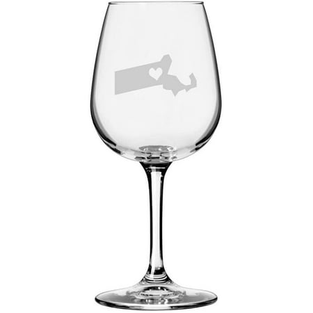 

Massachusetts Heart States Etched 12.75oz All Purpose Libbey Wine Glass