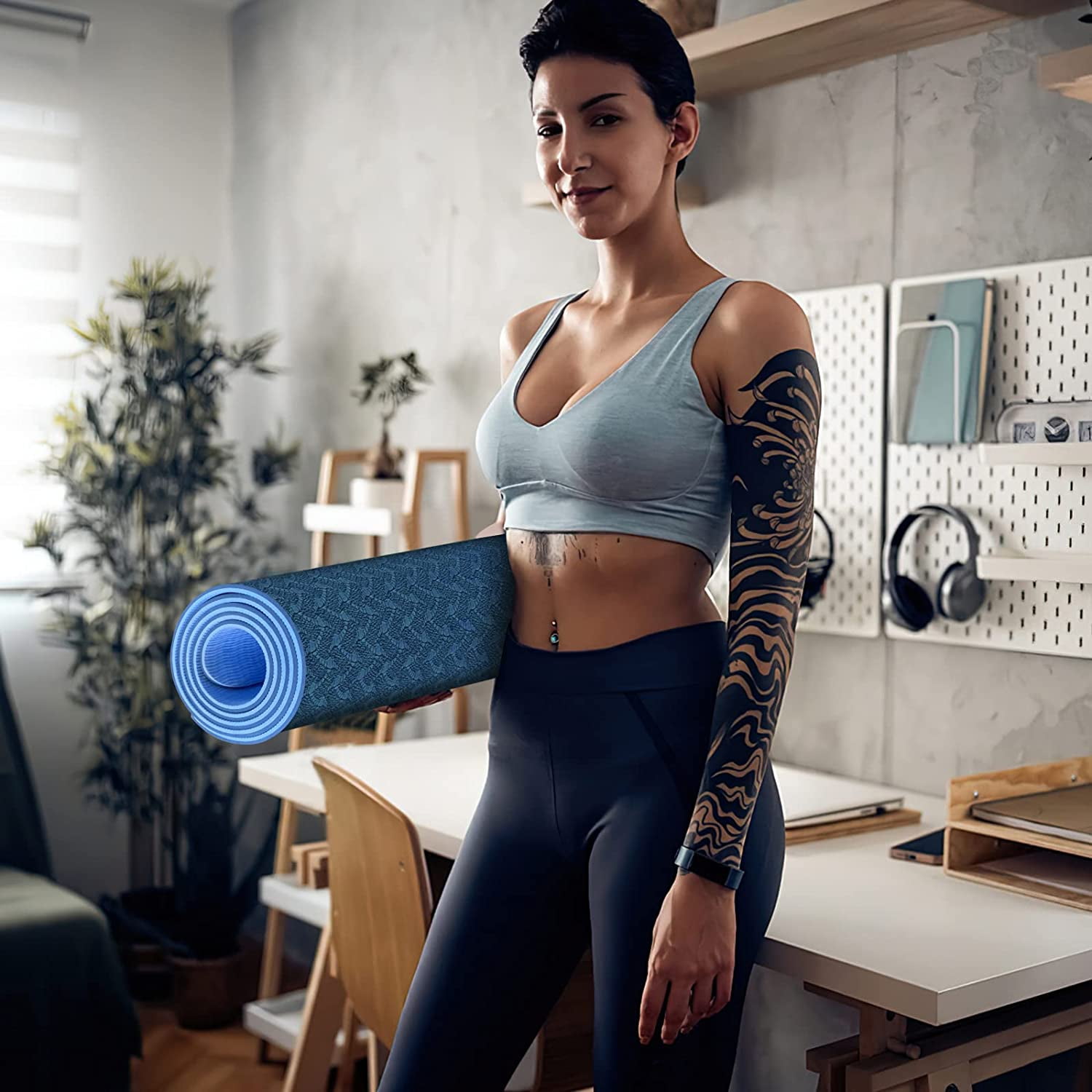 COCOBELA Yoga Mat 72 x 24'' Exercise Mats 8mm TPE Non-Slip Extra Thick High-Density Eco Friendly for Yoga Workout Pilates Yoga Mats for Women Men