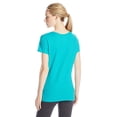 thumbnail image 2 of Hanes Women's Slub Jersey Shirred V-Neck T-Shirt Eco Teal S, 2 of 3