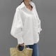 thumbnail image 5 of ICHUANYI Liquidación Mujeres Moda Casual Solapa Botón Manga larga Tops Blusa Camisa Blusa superior sólida ICHUANYI WER202308231465, 5 of 9