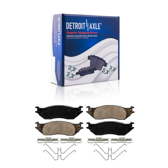 Detroit Axle - Front Brake Pads for 2004-2007 Ford E-150, 2004-2005 E-150 Club Wagon, Ceramic Brake Pads with Hardware Replacement