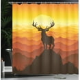 thumbnail image 3 of Ambesonne Antlers Shower Curtain, Wildlife Sunset Hill, 69"Wx84"L, Burnt Sienna Marigold, 3 of 4